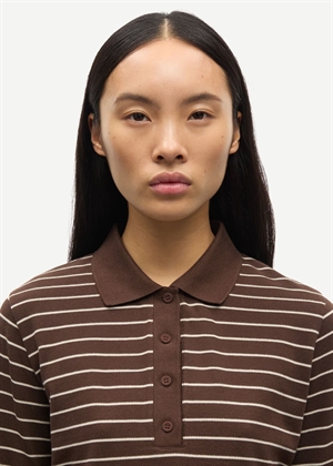 Samia ls polo 15888 Coffee Brown Stripe Samsøe
